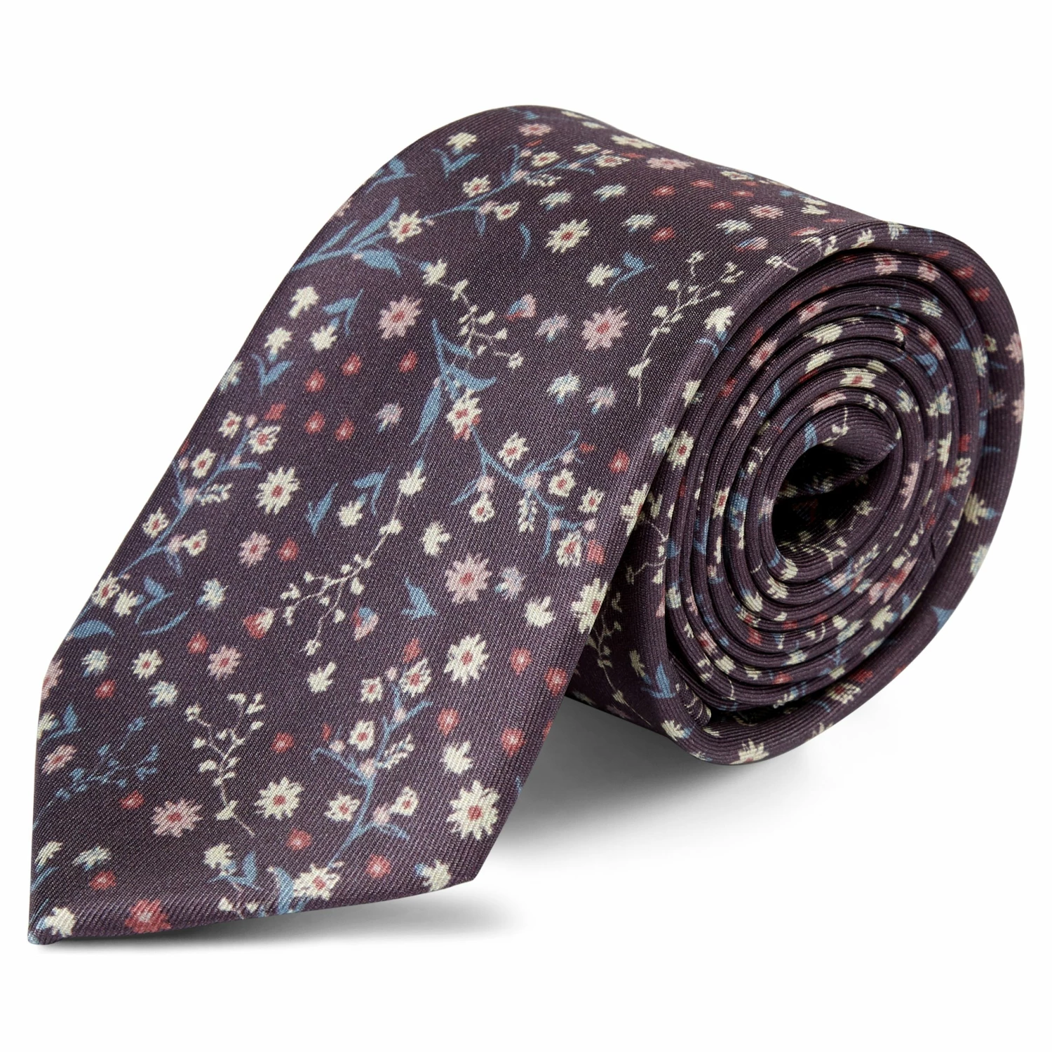Best Sale ๐ Bohemian Revolt Boho | Dark Violet, Blue & Pink Floral Pattern Silk Tie ๐ฏ