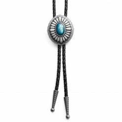 Flash Sale 🎁 Fort Tempus Turquoise Stone & Metal Adjustable Braided Leather Bolo Tie 🧨