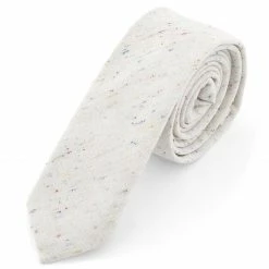 Best Sale 🛒 Bohemian Revolt White & Multicolor Flecks Linen Tie 🎉
