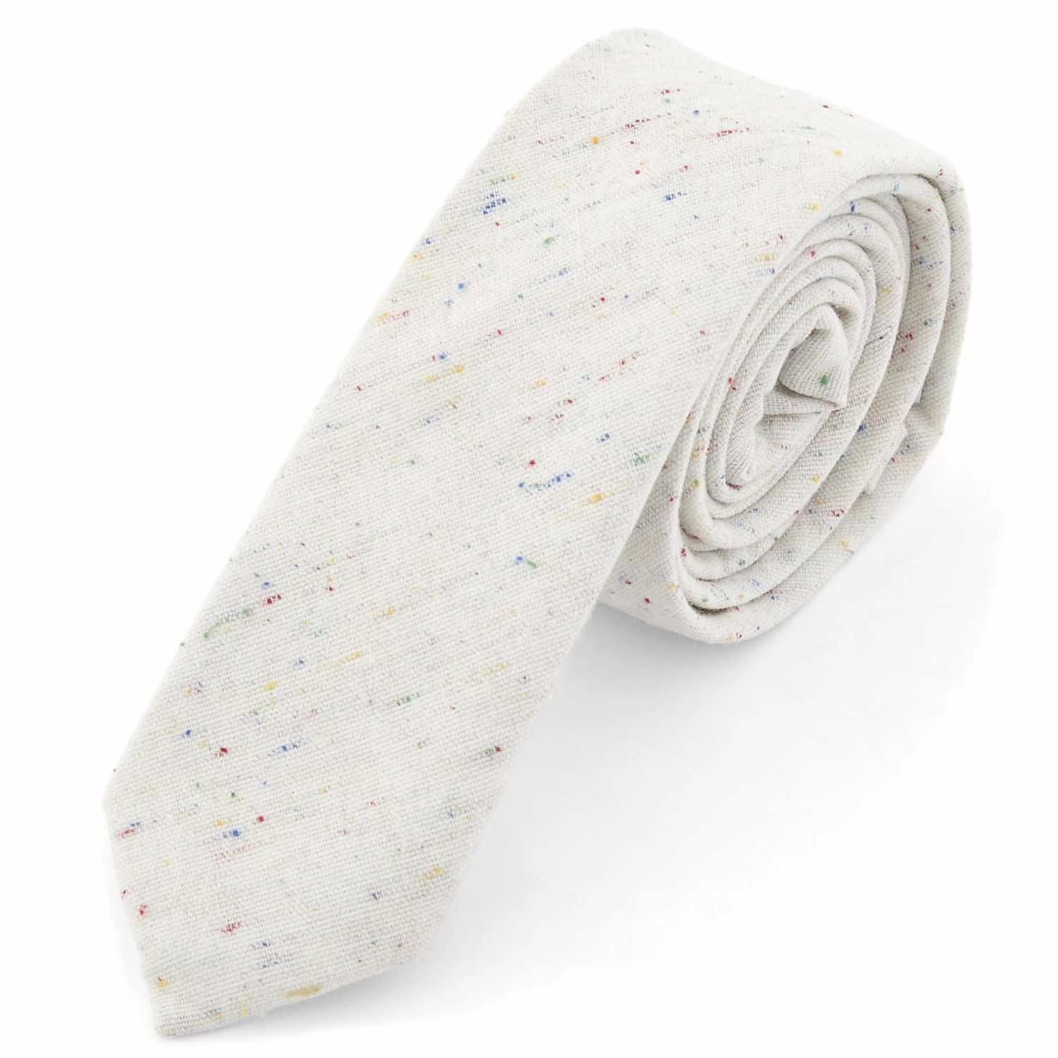 Best Sale π Bohemian Revolt White & Multicolor Flecks Linen Tie π