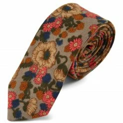Best deal 💯 Tailor Toki Grey, Pink & Blue Retro Floral Cotton Tie 😀