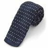 Hot Sale 🤩 Tailor Toki Navy Blue & White Dotted Polyester Knitted Tie 👏