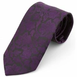 Cheap 🛒 Tailor Toki Wide Purple & Black Baroque Polyester Tie 🥰