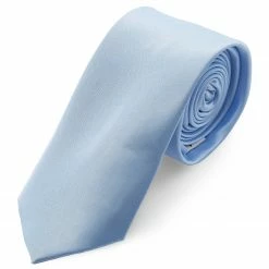 Cheapest 💯 Trendhim Basic Shiny Baby Blue Polyester Tie 🔥