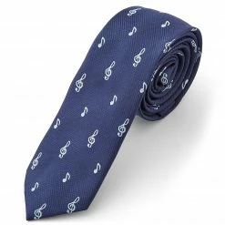 Promo 🌟 Tailor Toki Navy Blue & White Musical Notes Polyester Tie 🎁