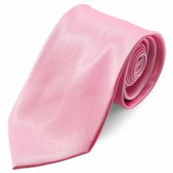 Best deal 🔔 Trendhim Basic Wide Shiny Baby Pink Polyester Tie ✔️