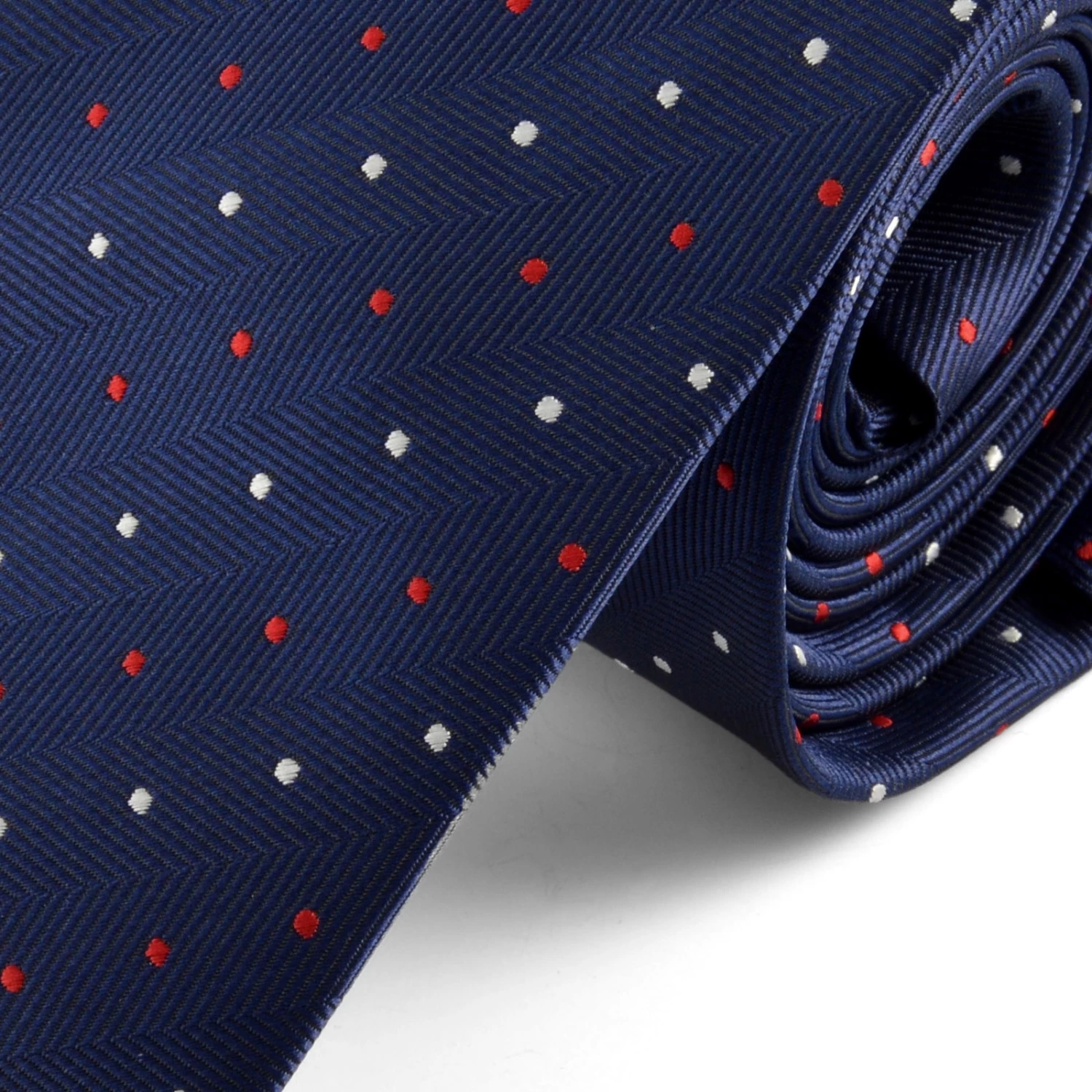 Wholesale π Tailor Toki Navy Blue, Red & White Dotted Polyester Tie π - Image 2
