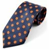 Top 10 😀 Tailor Toki Navy Blue & Orange Polka Dot Silk Tie 🛒