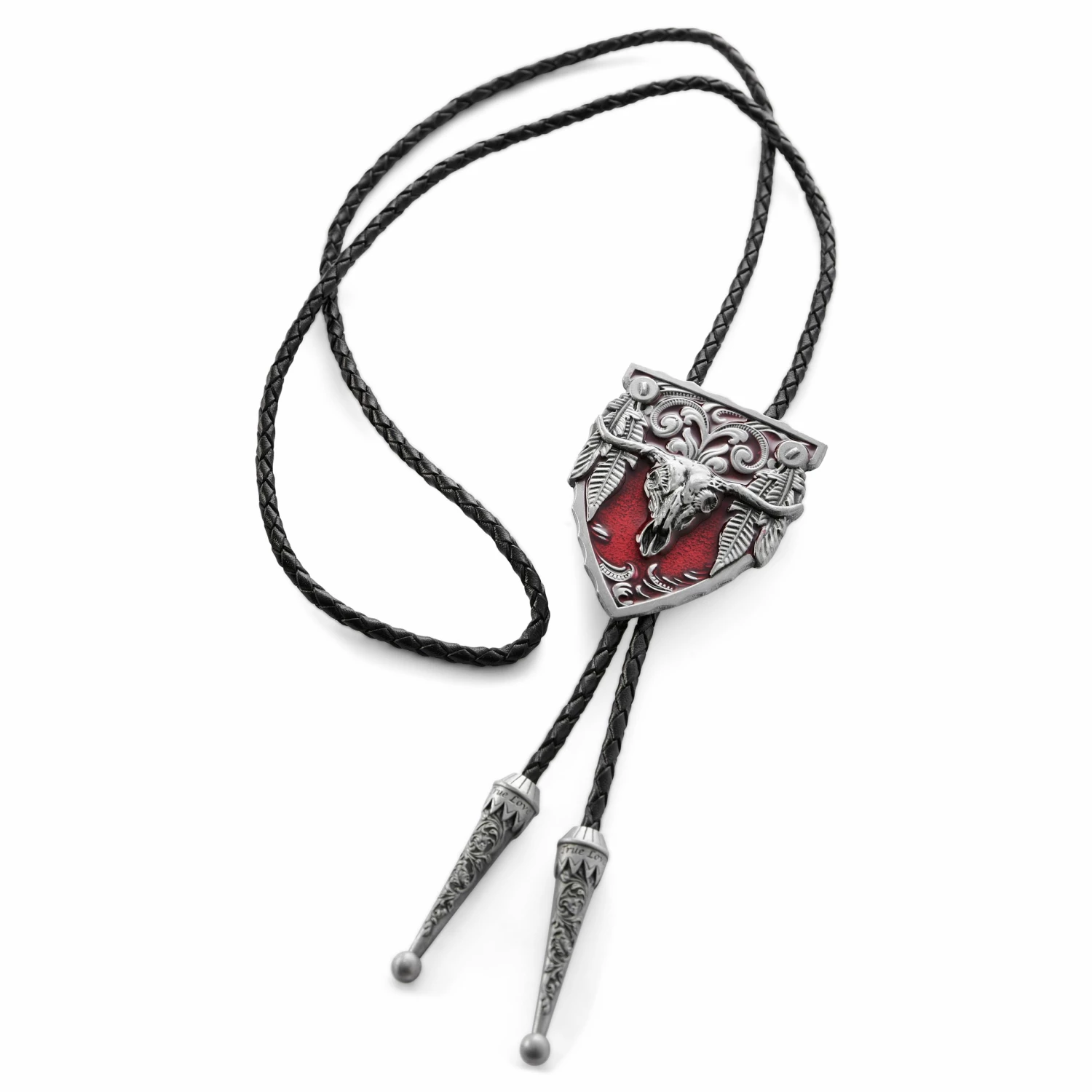 Deals βοΈ Fort Tempus Red & Metal Longhorn Adjustable Braided Leather Bolo Tie π― - Image 2
