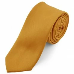 Discount ✔️ Trendhim Basic Long Mustard Yellow Polyester Tie ⌛