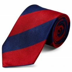 Outlet 😍 Trendhim Wide Red & Navy Bold Striped Silk Tie ✨