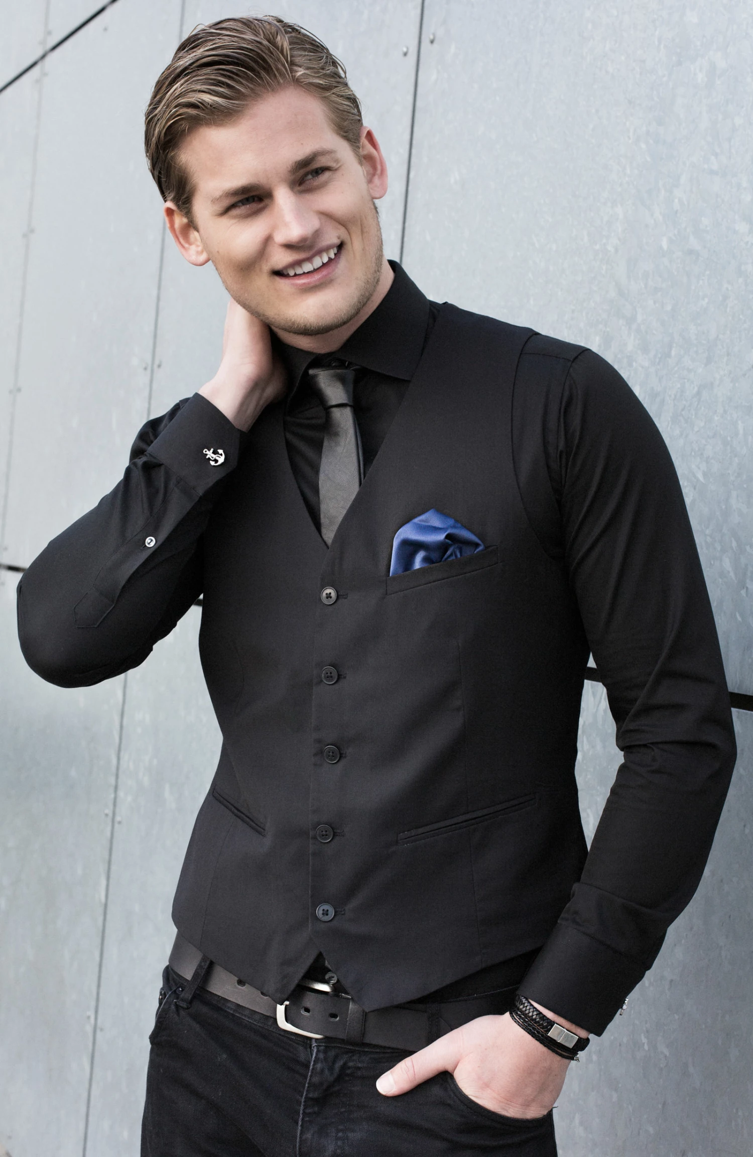 Cheap π Tailor Toki Black Faux Leather Slim Tie π - Image 3