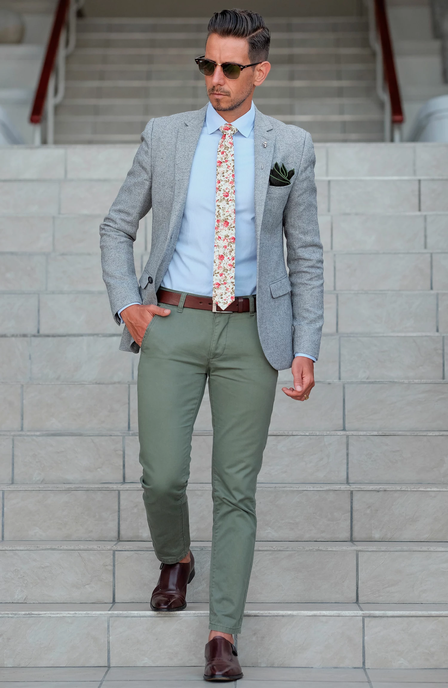 Brand new β¨ Bohemian Revolt Light Green & Pink Floral Print Cotton Tie β - Image 5