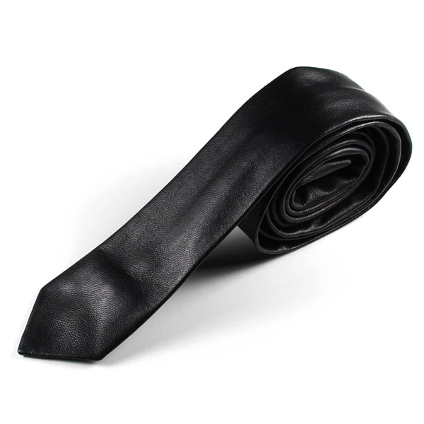 Cheap π Tailor Toki Black Faux Leather Slim Tie π