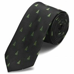 Promo 🌟 Trendhim Black 🎅 Christmas Tree Pattern Polyester Tie ❤️